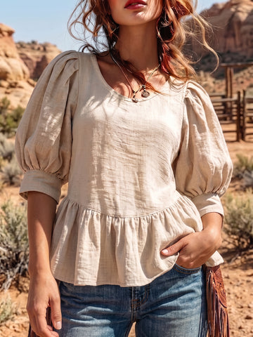 Women's Vintage Puff Sleeve Top