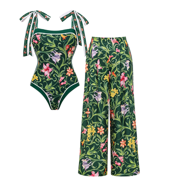 Reversible Floral Printed Swimsuit Set(s)