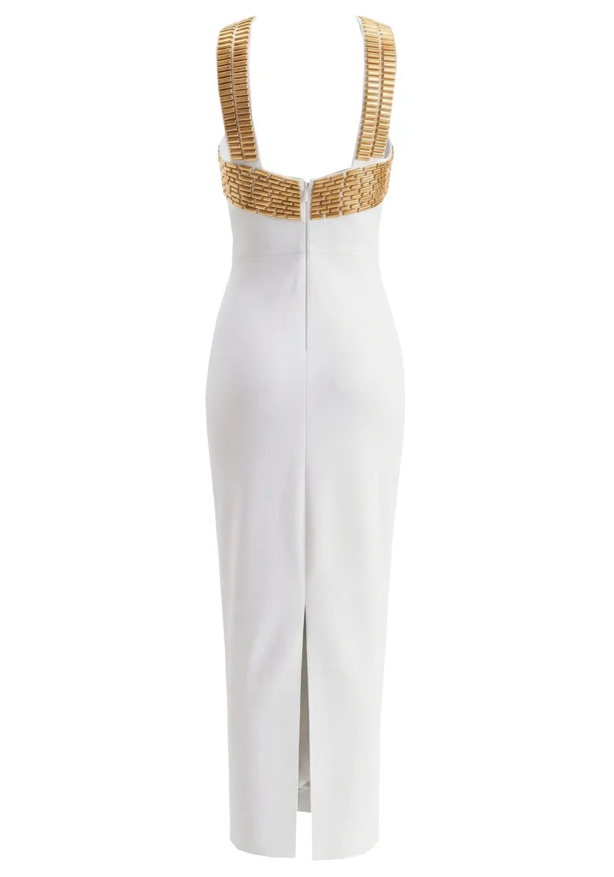 Embellished Maxi Dress White
