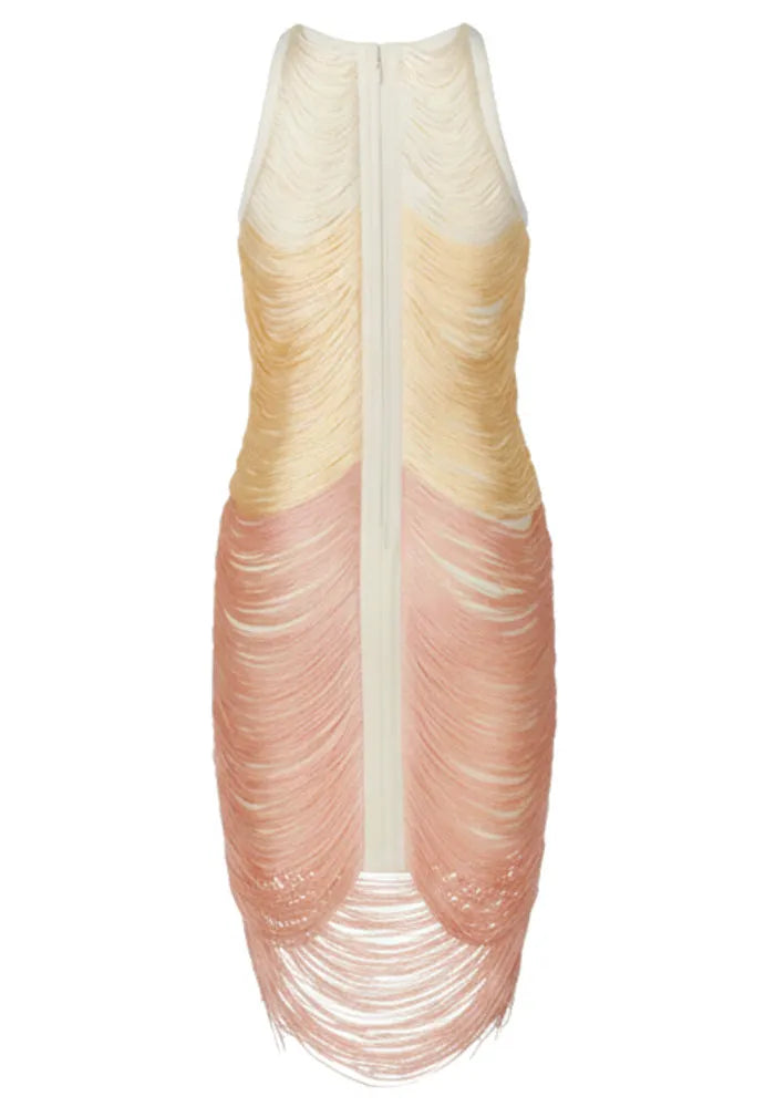Tassel Detail Dress Gold Pink
