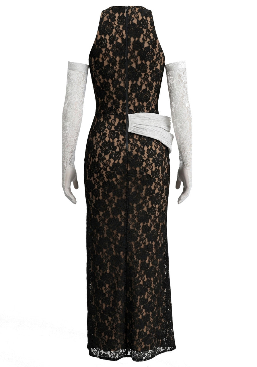 Lace Maxi Dress Black White
