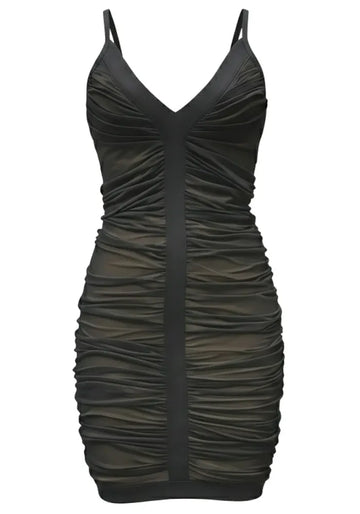 Ruched Mesh Dress Black