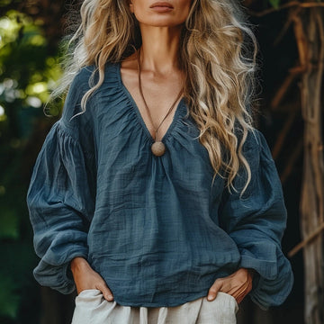 Women's Linen Simple Basic Loose Oversized Shirt