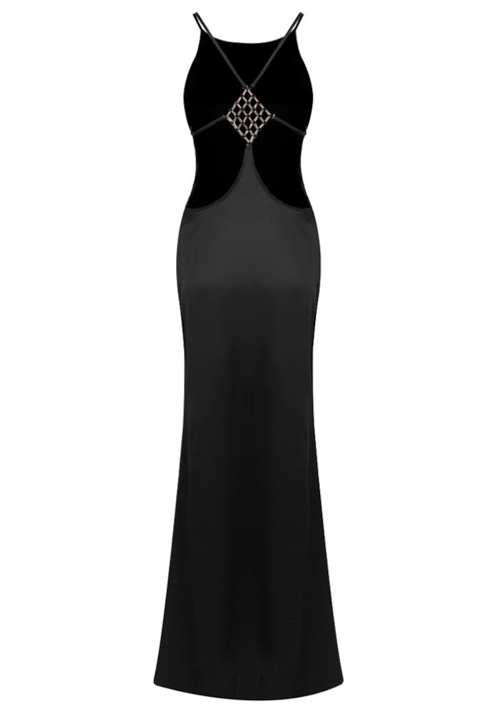 Halter Backless Maxi Dress Black