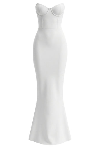 Strapless Bustier Maxi Dress White