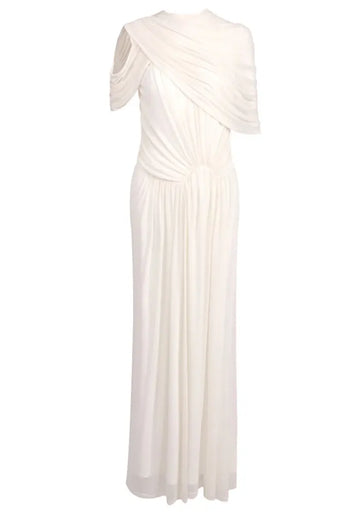 Draped Design Maxi Dress White