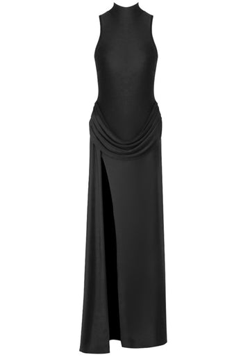 Draped Detail Maxi Dress Black