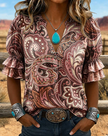 Vintage Art Print Comfortable Summer Fabrics Casual Shirt