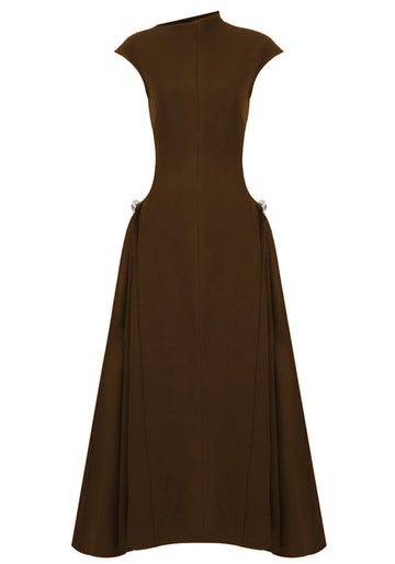 A Line Maxi Dress Brown