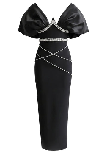 Bardot Crystal Bustier Maxi Dress Black