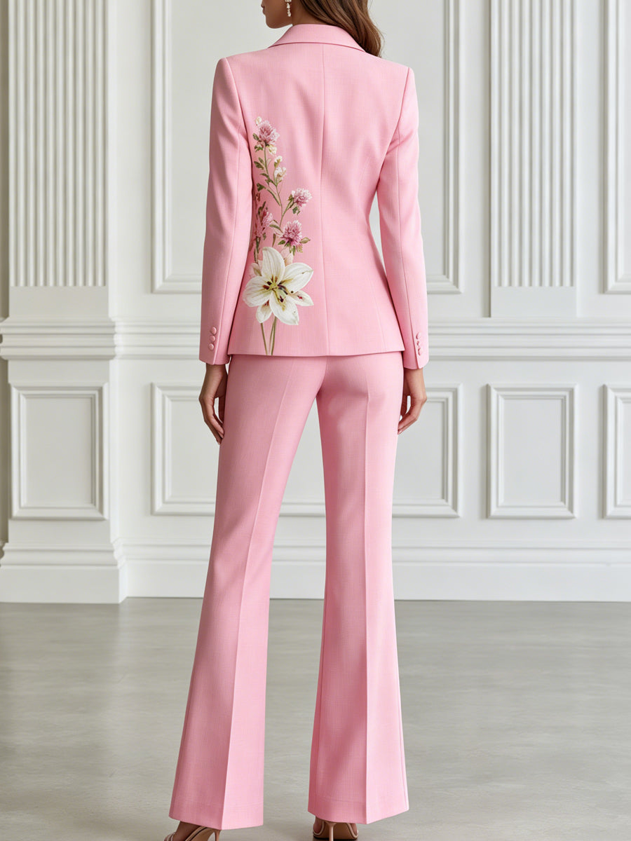 Lily Floral Print Blazer & Flare Pants Formal Suit Set