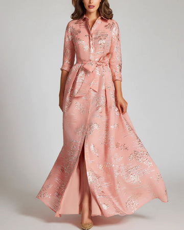 Metallic Jacquard Organza Shirtdress