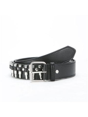 Women's Black Punk - Style Faux Leather Spike - Embellished Waist Belt MDA1645H0I