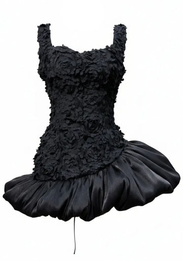 Floral Corset Bubble Dress Black