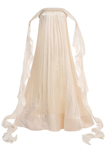 Strapless Pleated A Line Maxi Dress Ivory