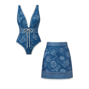 V Neck Printed Swimsuit Set(s)