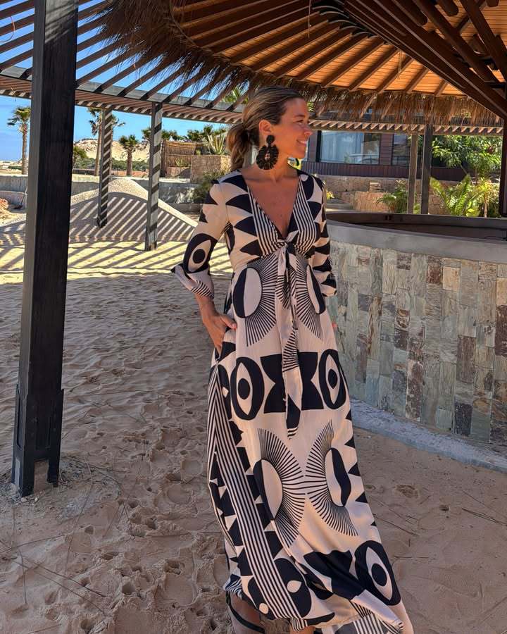 V Neck Printed Dress