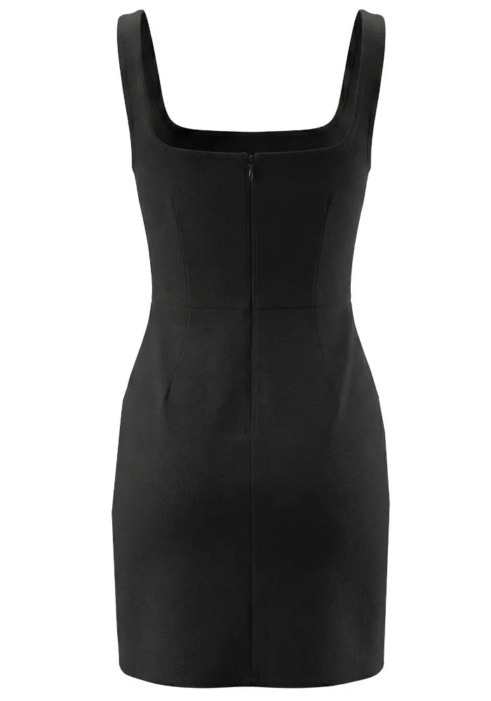 Crystal Neckline Dress Black