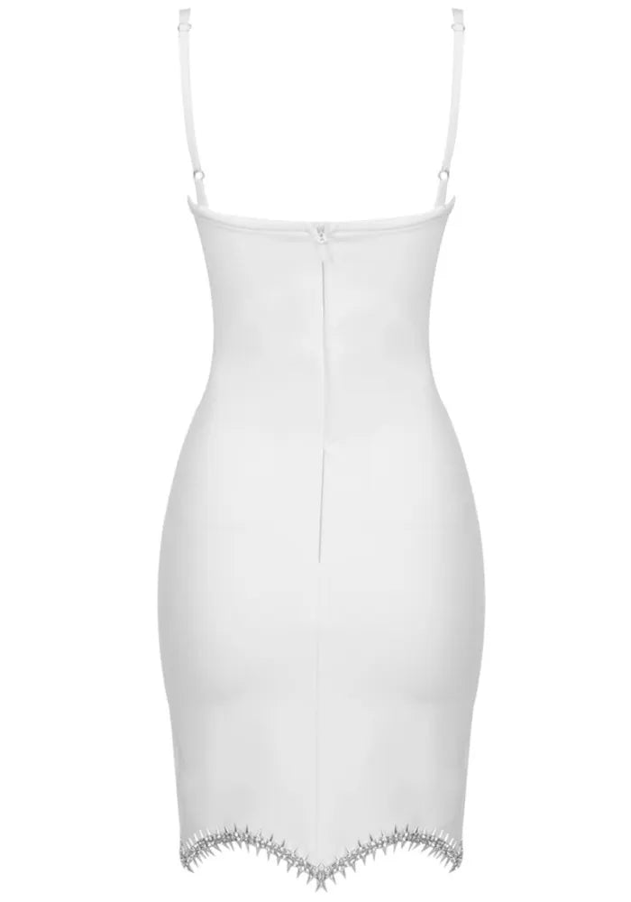 Crystal Bow Dress White