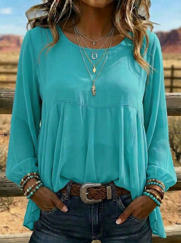 Women's Retro Loose Casual Solid Color Shirt