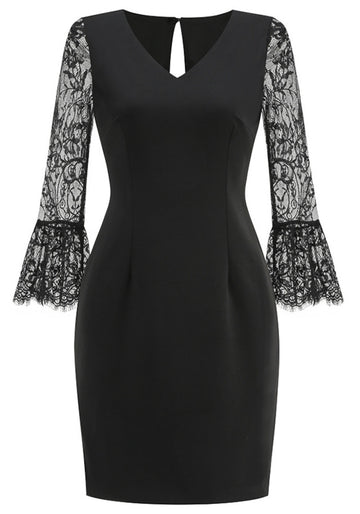 Lace Long Sleeve Dress Black