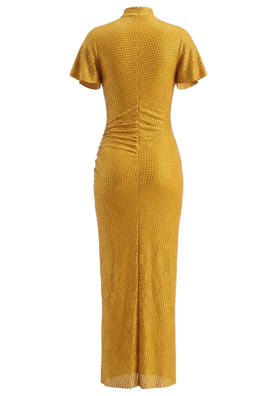 Short Sleeve Embellished Maxi Dress Amber