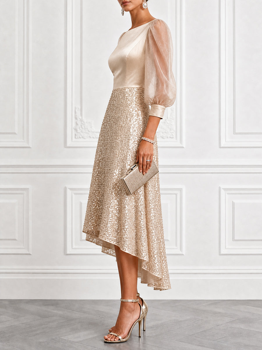 Elegant  Shimmer Sequin High-Low Dress