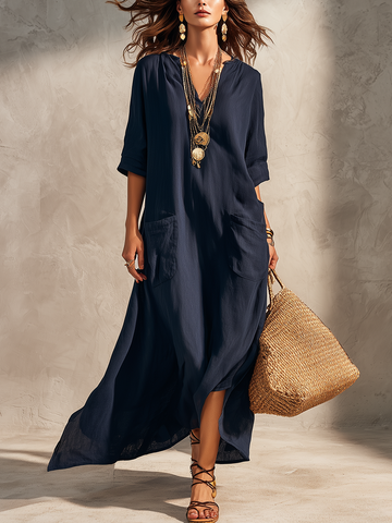Bohemian Midnight Blue Shirt Dress