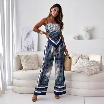 Fashion Backless Bandeau Top and Pants Set