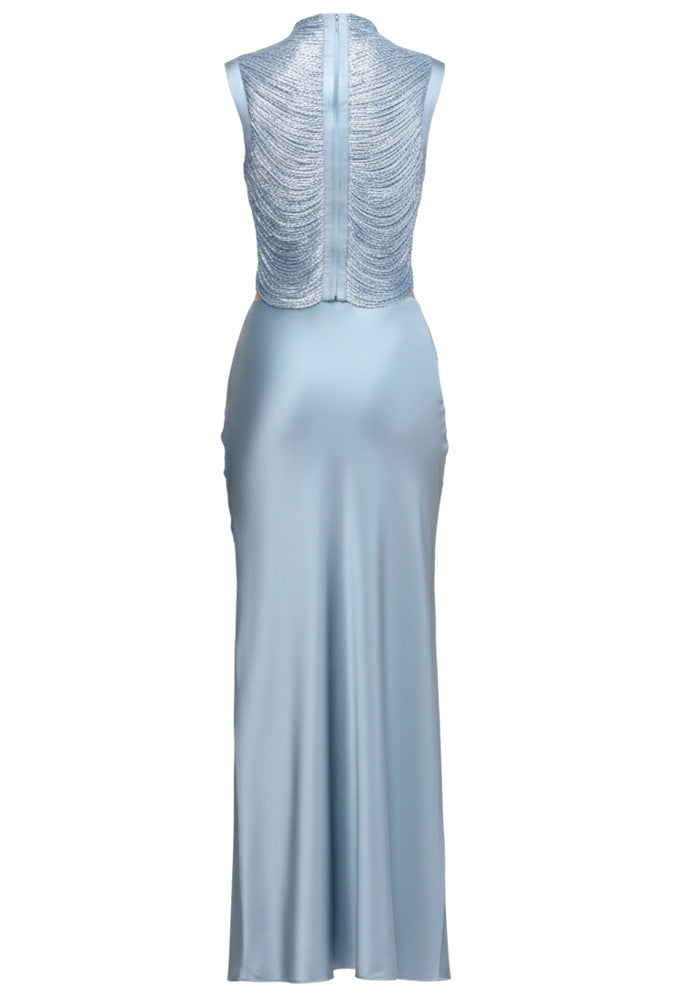 Tassel Detail Two Piece Maxi Dress Light Blue