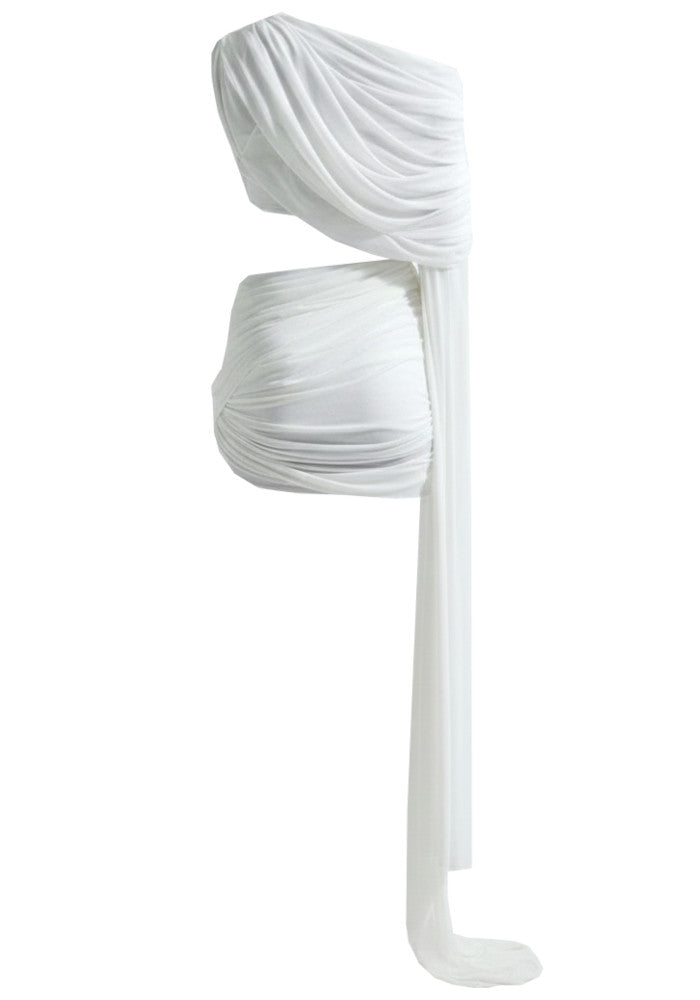 Draped Two Piece Dress White