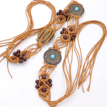 Women's Bohemian Rope Braid Tassel Belt