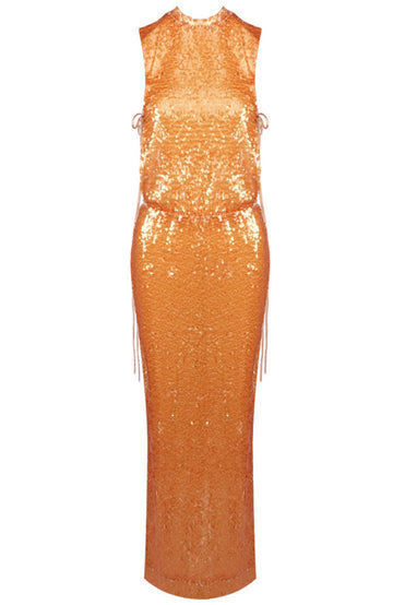 Sequin Maxi Dress Orange