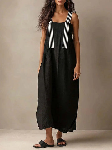 Women's Casual Striped Sleeveless Loose Dress