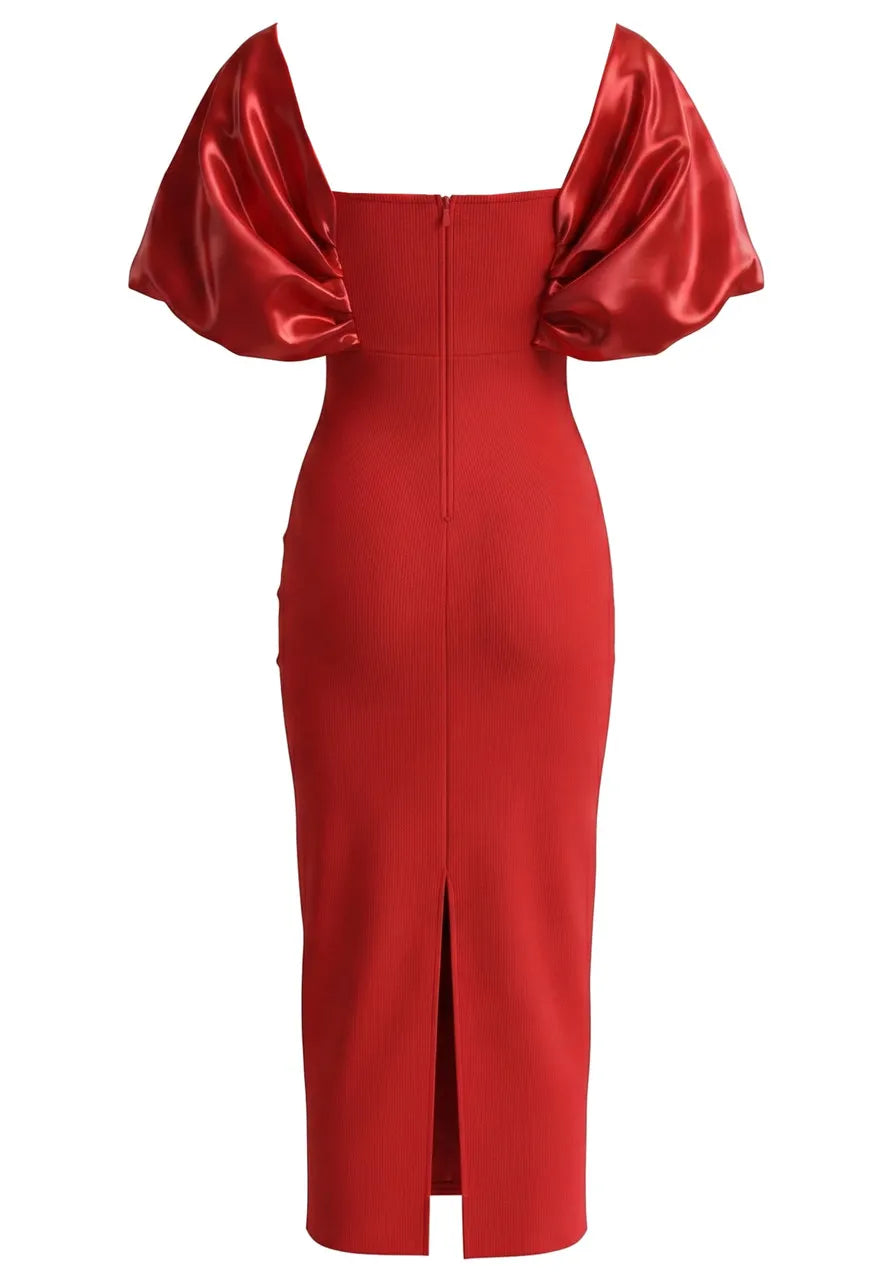 Bardot Crystal Bustier Maxi Dress Red