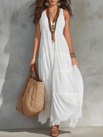 Chic Bohemian Flowing Resort-Ready Sleeveless Maxi Dress