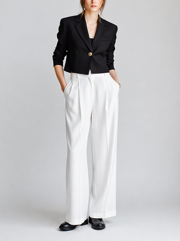 Women's Modern Minimalist Commuter-Style Black And White Suit Set MDZ2111D7ZJW