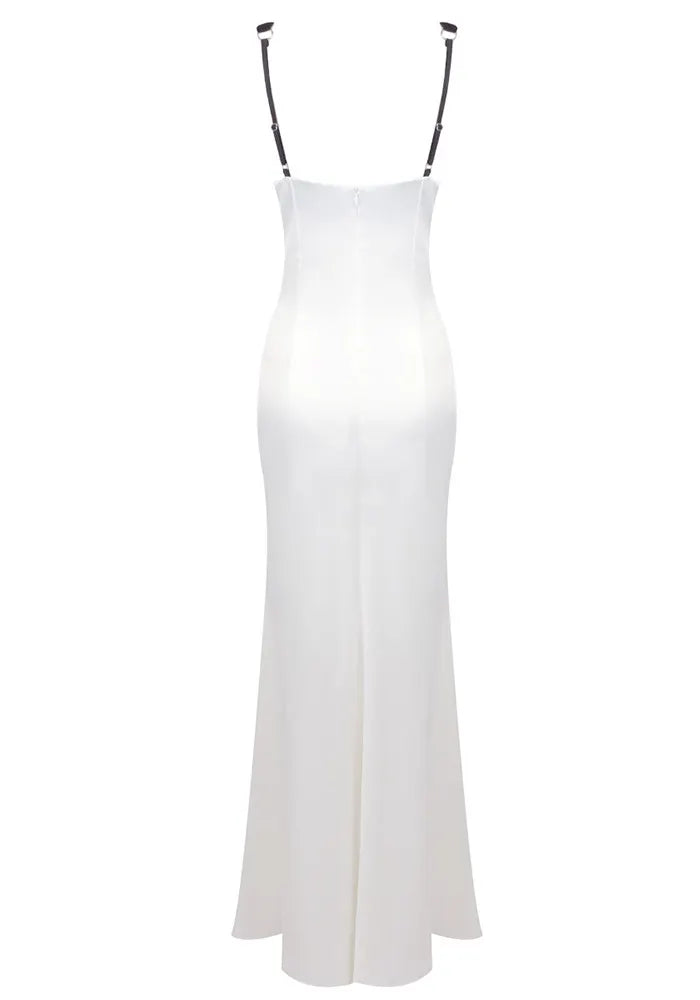 Velvet Bustier Maxi Dress Black White