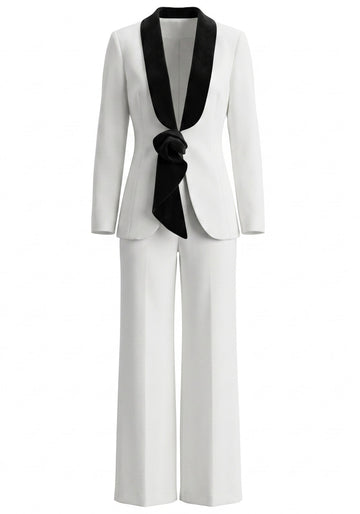 Floral Detail Suit White Black