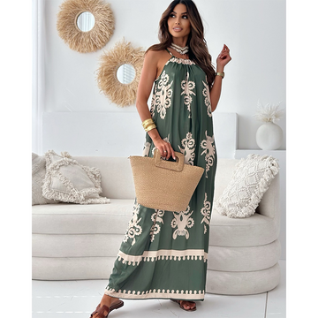 Retro Printed Sling Dress