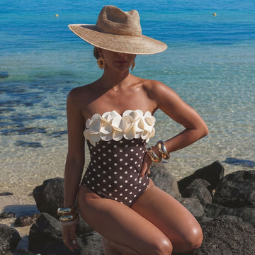 Bandeau 3D Flower Polka Dot Print Swimsuit Set(s)