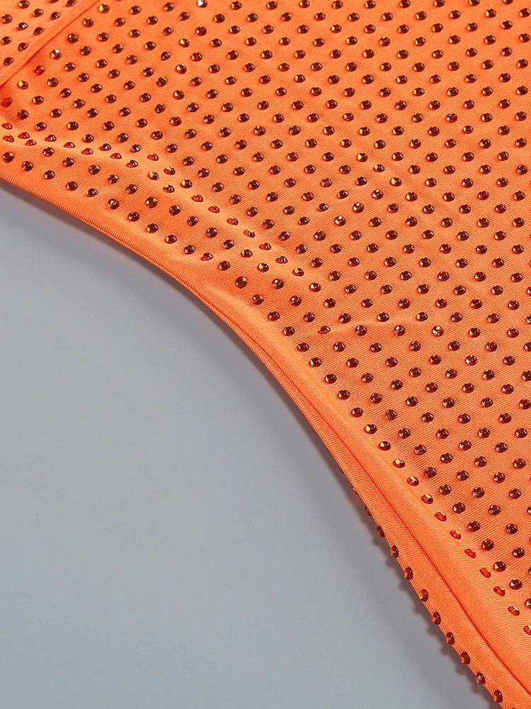 Strapless Embellished Dress Orange