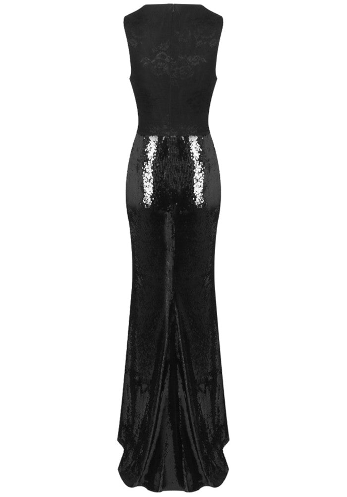 Lace Sequin Maxi Dress Black
