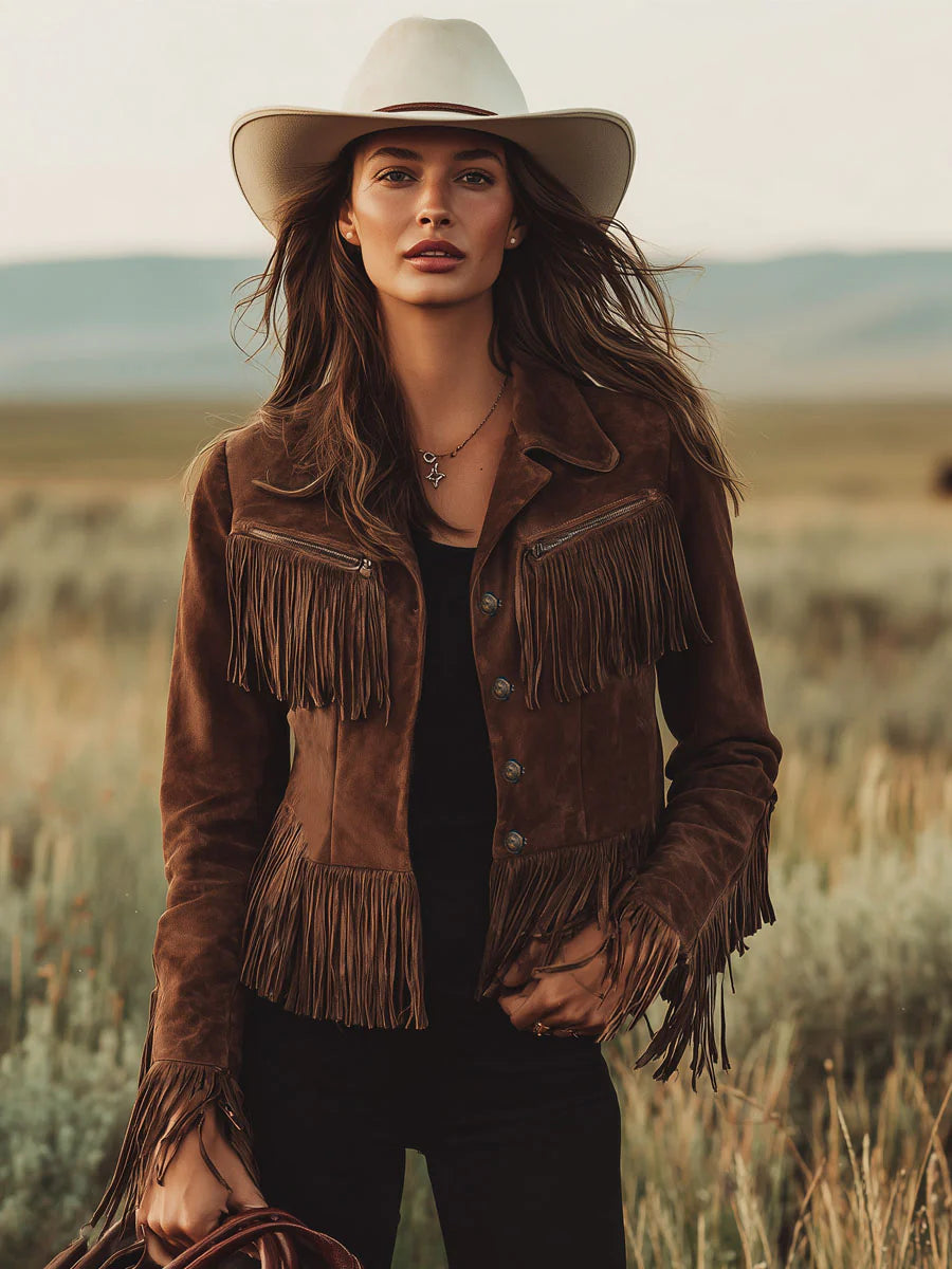 Women's Boho Fringe Leather Jacket