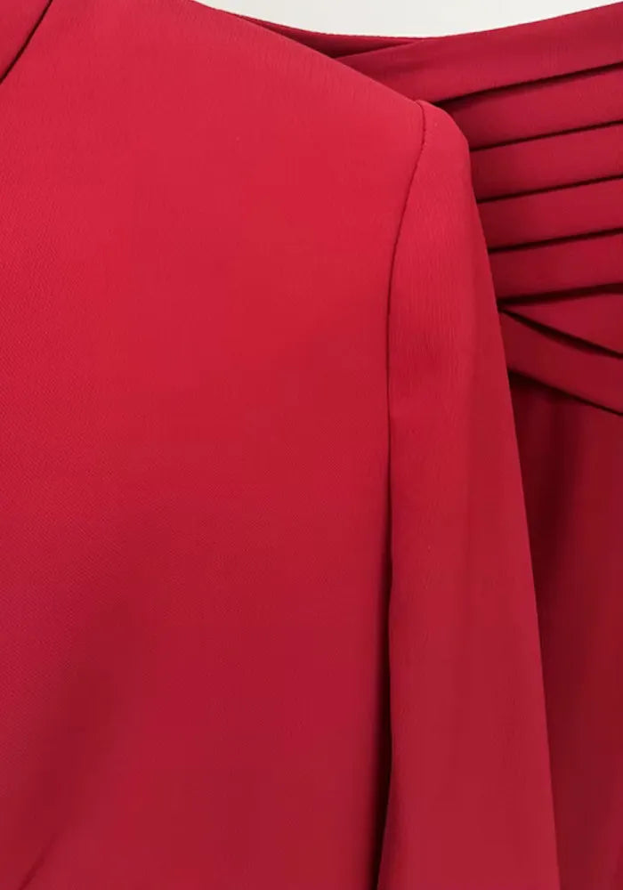 Long Sleeve Two Piece Maxi Dress Red
