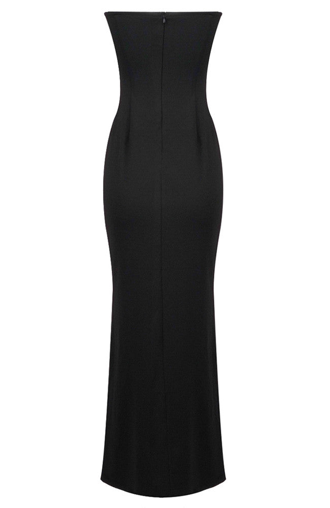 Strapless Sequin Bustier Maxi Dress Pink Black