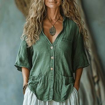 Women's Plain Casual Linen Casual Shirt