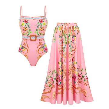 Strapless Baroque Floral Print Swimsuit set(s)