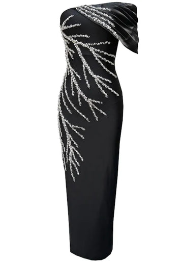 Bardot Pearl Crystal Maxi Dress Black