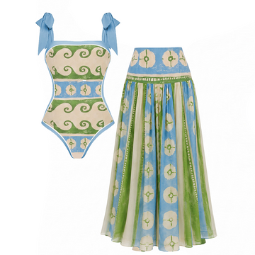 Adjustable Shoulder Straps Printed Swimsuit Set(s)